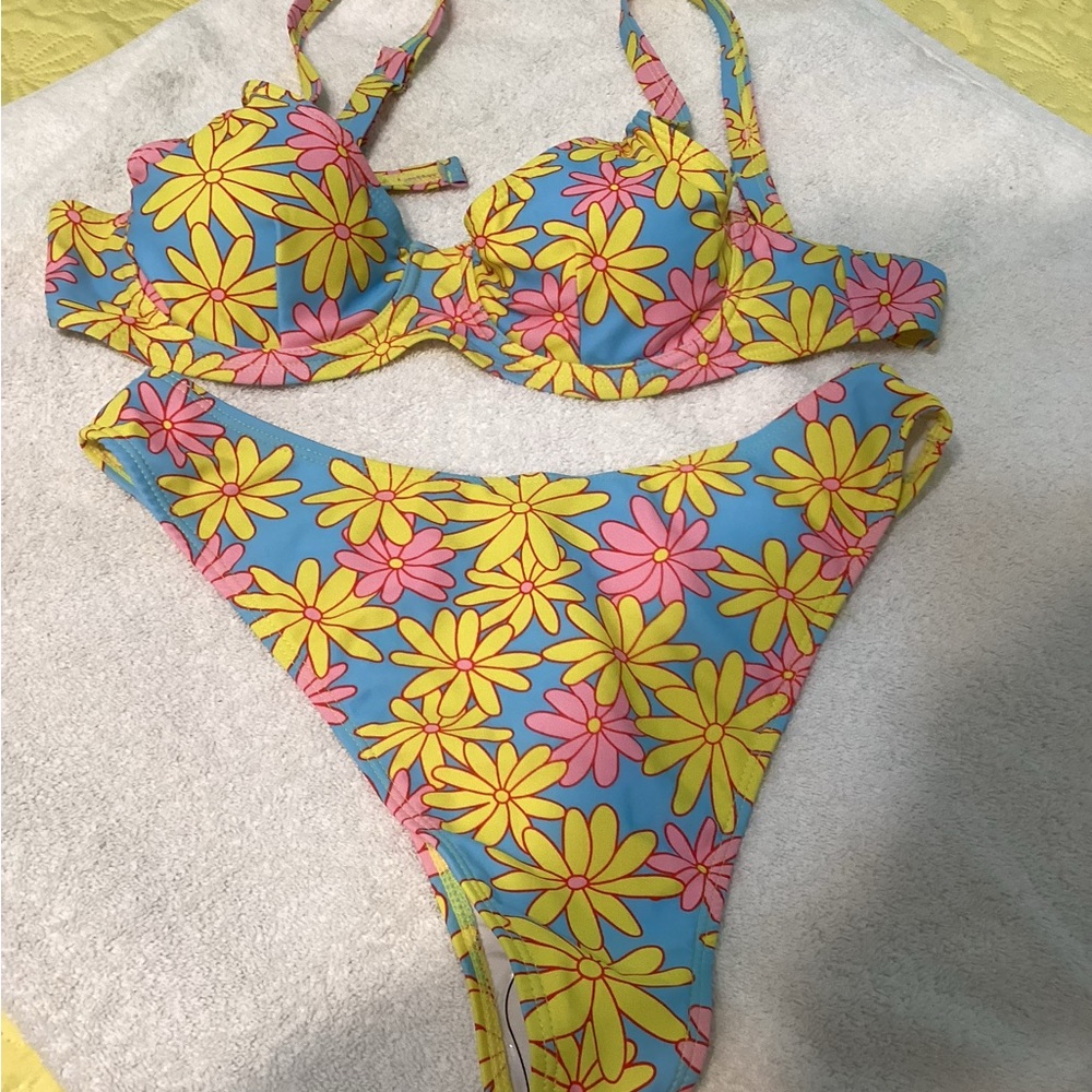 Colorful Floral Bikini Set NWOT